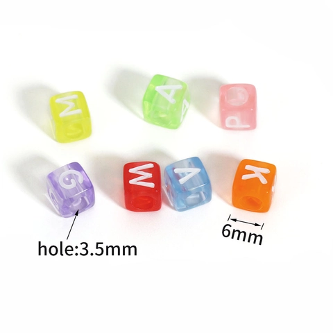Acrylic English Letter Square Beads For DIY Jewelry Making Colorful Transparent Alphabet Beads For Handmade Bracelets Necklace Accessories