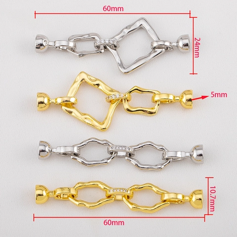 Koperen 18K Vergulde Geometrische Ketting Verbindingssluiting Onregelmatig Ovaal Vierkant Strass DIY Sieraden Sluiting