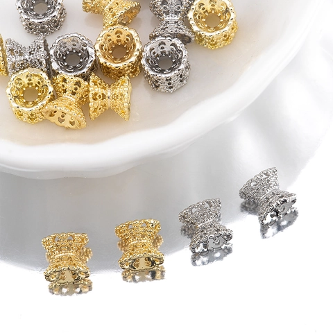 14K Vergoldet Hohl Taille Zwischenperlen Kupfer Metall Blumenkappe Perlen Für DIY Schmuckherstellung Armband Halskette Zubehör Bastelkomponenten