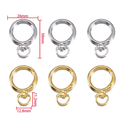 Zinc Alloy Swivel Spring Ring Snap Hook Round Clasp DIY Keychain Luggage Bag Accessory Jewelry Finding Electroplated Connector Gold Silver