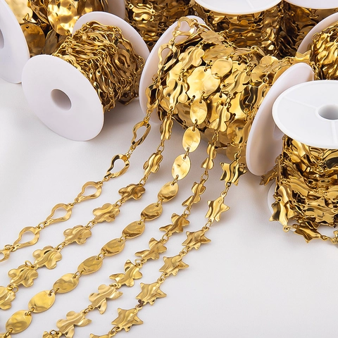 18K Gold Plated Stainless Steel Irregular Geometric Chain For DIY Jewelry Making Necklace Bracelet Clothing Decoration Accessory