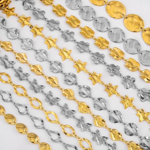 18K Gold Plated Stainless Steel Irregular Geometric Chain For DIY Jewelry Making Necklace Bracelet Clothing Decoration Accessory