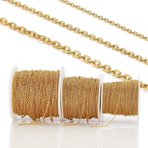 Stainless Steel Cable Chain O-Link Cross Chain DIY Jewelry Accessories Gold Silver Plated For Necklaces Bracelets Crafts