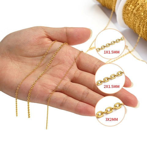 Stainless Steel Cable Chain O-Link Cross Chain DIY Jewelry Accessories Gold Silver Plated For Necklaces Bracelets Crafts
