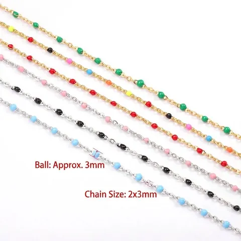 Stainless Steel Enamel Bead Chain Spool For DIY Jewelry Making Colorful Drip Oil Spool Chain For Necklace Bracelet Accessory