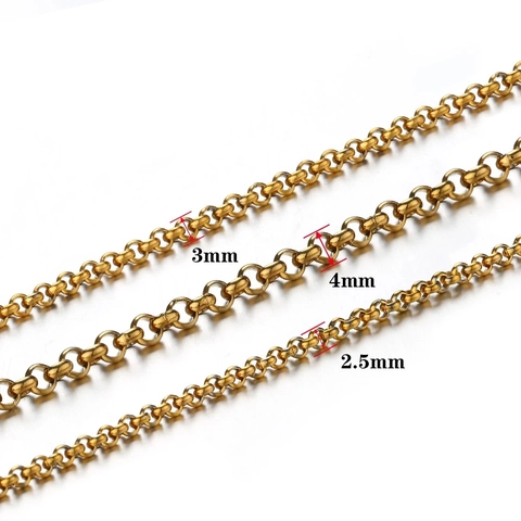 Stainless Steel Rolo Chain Gold Plated Electroplated Cross Link Chain For DIY Jewelry Making Necklace Bracelet Accessory