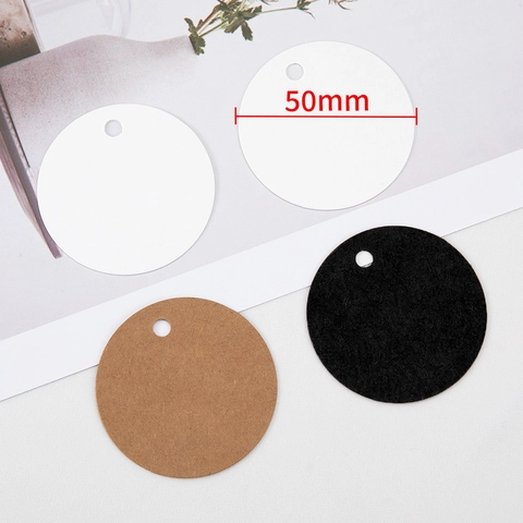 Ronde Kraftpapier Labels Blanco Cadeaulabels Met Gat Voor Bruiloft Feest DIY Knutselen Karton Prijskaartjes Wit Zwart Bruin