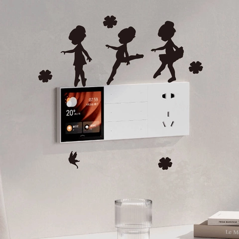 Adesivo da Parete Silhouette Ragazza Ballerina PVC Autoadesivo Rimovibile Decorazione Interruttore Camera da Letto Soggiorno