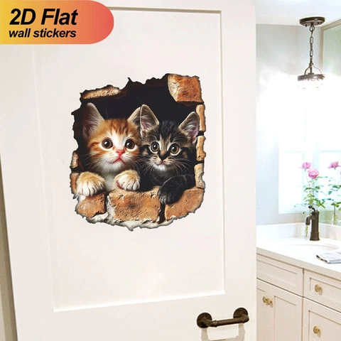 Pegatinas de Pared Rota de Gato 3D PVC Impermeable Removible Autoadhesivas Calcomanías para Sala de Estar Dormitorio Cocina Decoración de Arte de Pared