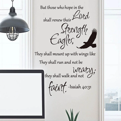 Inspirierendes Bibelzitat Wandtattoo Jesaja 40:31 Adler Silhouette Abnehmbarer Vinyl Aufkleber Für Wohnzimmer Schlafzimmer Büro Dekor