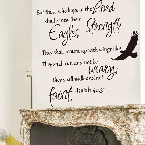 Inspirierendes Bibelzitat Wandtattoo Jesaja 40:31 Adler Silhouette Abnehmbarer Vinyl Aufkleber Für Wohnzimmer Schlafzimmer Büro Dekor