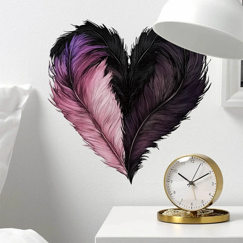 Valentijnsdag Hart Veer Muursticker Waterdicht Zelfklevend PVC Sticker Voor Slaapkamer Badkamer Woonkamer Koelkast Decor