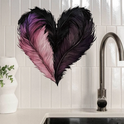 Valentijnsdag Hart Veer Muursticker Waterdicht Zelfklevend PVC Sticker Voor Slaapkamer Badkamer Woonkamer Koelkast Decor