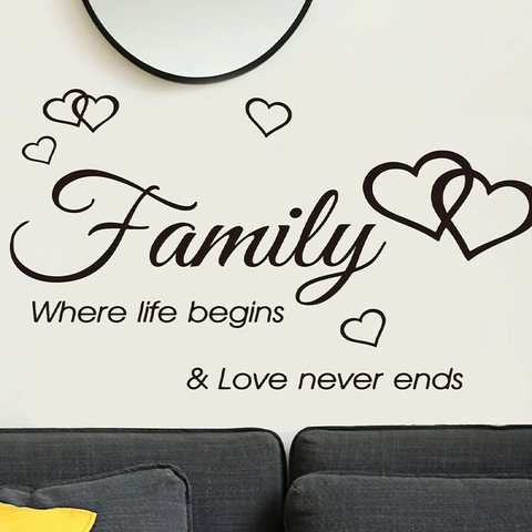Family Where Life Begins Love Never Ends Wandtattoo Vinyl Spruch Wandaufkleber Für Wohnzimmer Schlafzimmer Küche Home Dekor