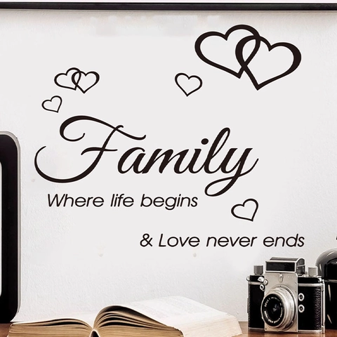 Family Where Life Begins Love Never Ends Wandtattoo Vinyl Spruch Wandaufkleber Für Wohnzimmer Schlafzimmer Küche Home Dekor