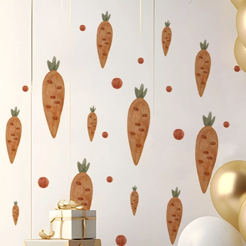 Vinilos de Pared de Acuarela de Zanahoria de Pascua Dibujos Animados PVC Removibles para Habitación de Niños Dormitorio Hogar