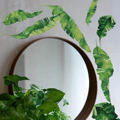 Tropische Groene Bananenblad Muurstickers PVC Verwijderbaar Aquarel Planten Stickers Voor Slaapkamer Woonkamer Decor