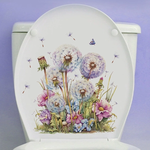 Aquarel Paardenbloem Bloem Vlinder Muursticker Waterdicht PVC Decoratieve Sticker Voor Badkamer Keuken Toilet Home Decor
