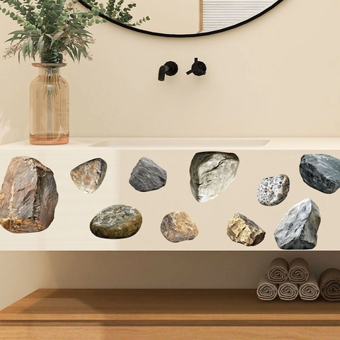 Pegatina de Pared con Textura de Piedra 3D Simulación PVC Autoadhesiva Impermeable Papel Tapiz de Roca para Sala de Estar Dormitorio Decoración