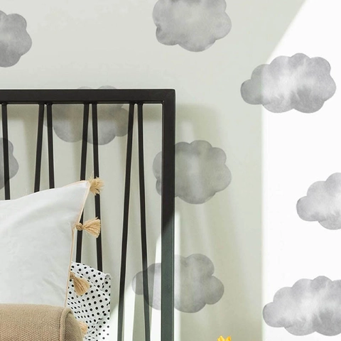 Pegatinas de Pared de Nubes Grises de Acuarela PVC Impermeable Removible DIY Calcomanías Para Dormitorio Infantil Decoración