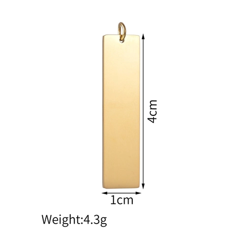 Ciondolo a Barra Rettangolare in Acciaio Inossidabile Minimalista Tag in Metallo Vuoto DIY per Creazione Collane Regalo Uomo Donna