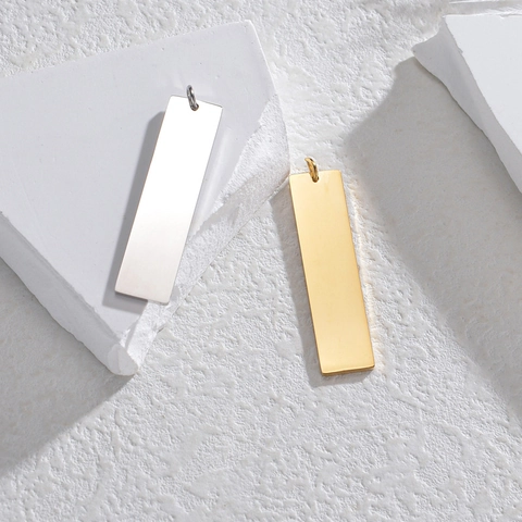 Colgante de Barra Rectangular Minimalista de Acero Inoxidable Etiqueta Metal Blanca DIY para Creación Joyería Collar Regalo Mujer Hombre