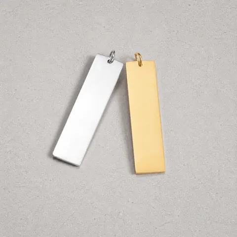 Minimalist Stainless Steel Rectangle Bar Pendant DIY Blank Metal Tag For Necklace Jewelry Making Women Men Gift Jewelry Finding