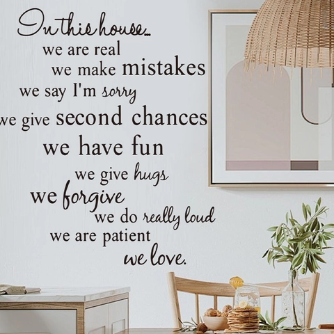 In This House Family Rules Wall Sticker Removable PVC Inspirational Quote Wall Decal For Living Room Bedroom Dining Room Decor