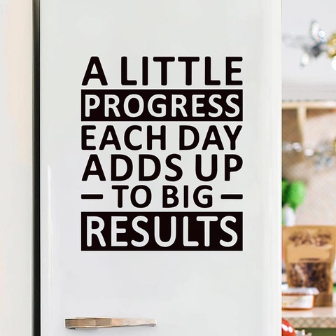 Minimalist Black PVC Wall Stickers With English Inspirational Quotes A Little Progress Each Day Home Office Decor Decals