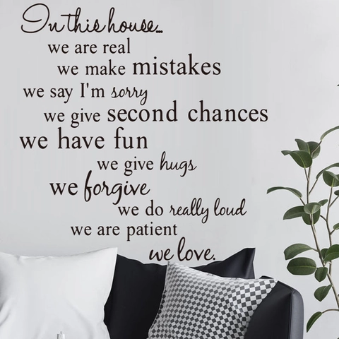 In This House Family Rules Wall Sticker Removable PVC Inspirational Quote Wall Decal For Living Room Bedroom Dining Room Decor