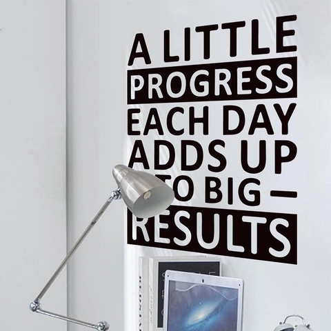 Minimalist Black PVC Wall Stickers With English Inspirational Quotes A Little Progress Each Day Home Office Decor Decals