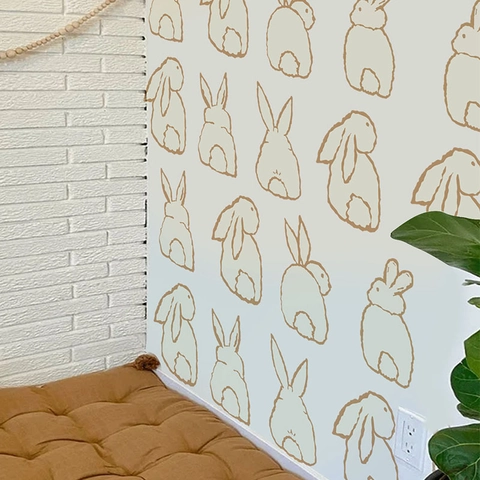 Niedlicher Osterhase Wandtattoo Abnehmbare PVC Cartoon Kaninchen Umriss Aufkleber Für Kinderzimmer Schlafzimmer Wohnzimmer Deko