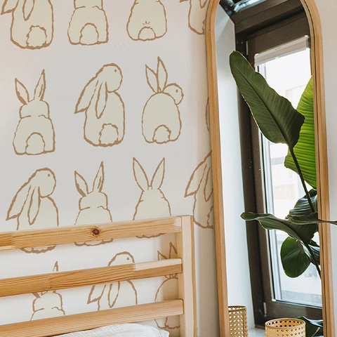 Niedlicher Osterhase Wandtattoo Abnehmbare PVC Cartoon Kaninchen Umriss Aufkleber Für Kinderzimmer Schlafzimmer Wohnzimmer Deko