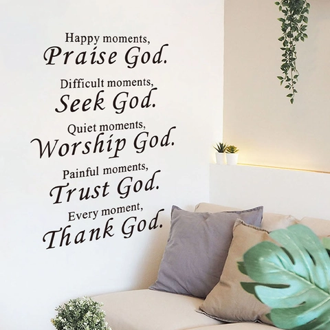 Inspirierende Schwarze PVC Wandsticker Abnehmbare Religiöse Zitate Aufkleber Für Wohnzimmer Schlafzimmer Home Decor