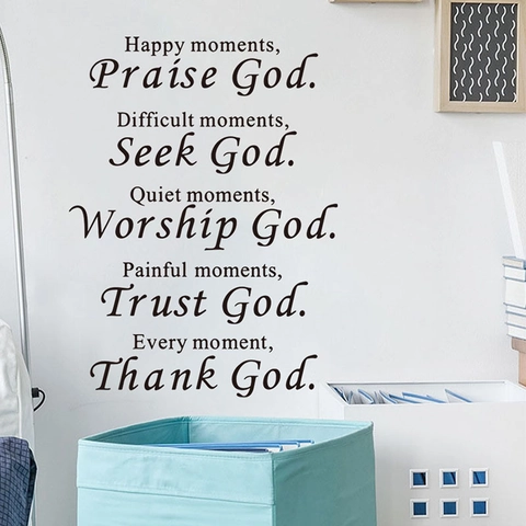 Inspirierende Schwarze PVC Wandsticker Abnehmbare Religiöse Zitate Aufkleber Für Wohnzimmer Schlafzimmer Home Decor