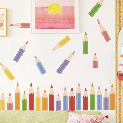 Bunter Bleistift Wandaufkleber Abnehmbares PVC Dekoratives Wandbild Für Kinderzimmer Klassenzimmer Schlafzimmer Wandkunst