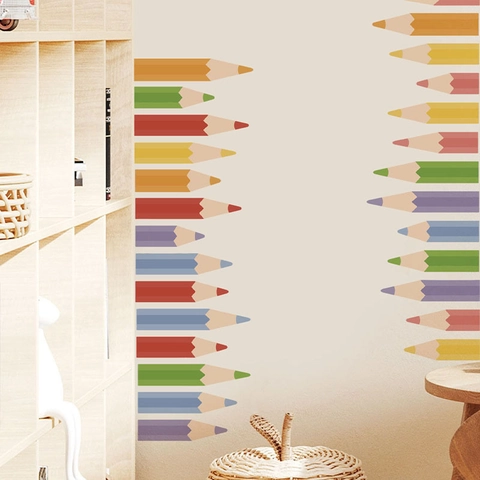 Bunter Bleistift Wandaufkleber Abnehmbares PVC Dekoratives Wandbild Für Kinderzimmer Klassenzimmer Schlafzimmer Wandkunst