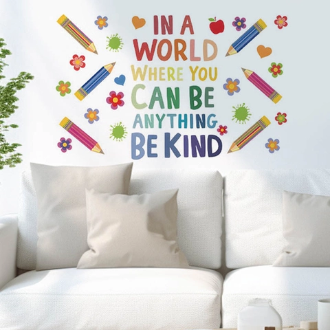 Motivierend Zitat Wandtattoo Bunt Be Kind Alphabet Aufkleber Für Kinderzimmer Klassenzimmer PVC Wasserdicht Wanddekoration