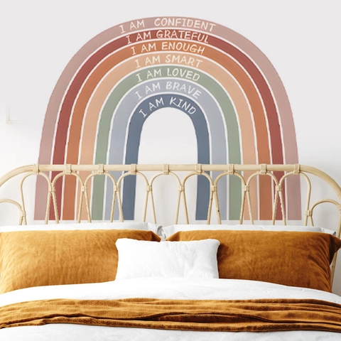 Boho Rainbow Affirmations Wall Decals For Kids Nursery Bedroom PVC Positive Quotes Removable Wall Stickers Home Decor