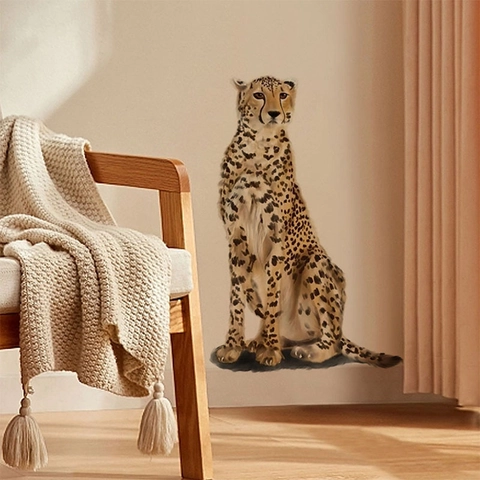 Realistischer Gepard Wandsticker Abnehmbar PVC Leopardenmuster Wandtattoo Für Kinderzimmer Kindergarten Heim Dekor