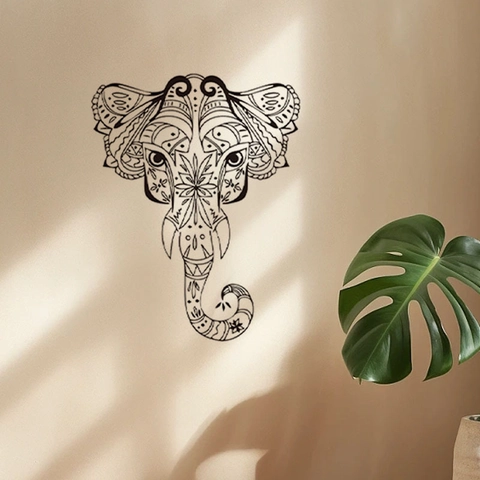 Minimalistisches Schwarzes Linienkunst Tierkopf Wandtattoo Löwe Elefant Pferd Skizze Aufkleber Für Künstlerische Dekoration