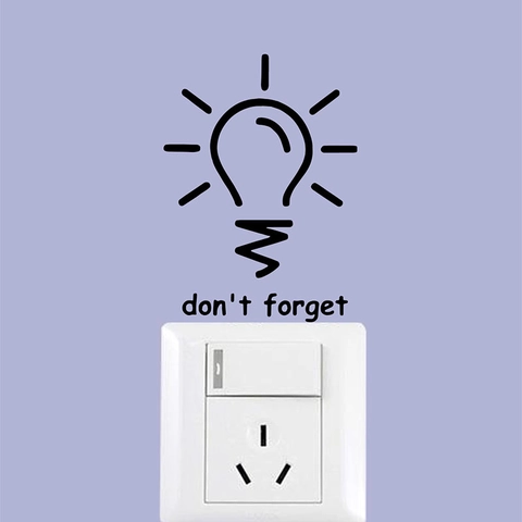 Minimalist Don't Forget Light Bulb Switch Wall Sticker PVC Removable DIY Home Decor Decal For Bedroom Office Living Room