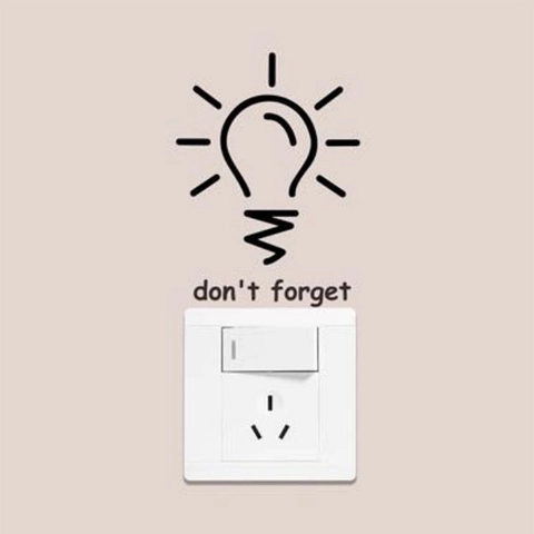 Minimalist Don't Forget Light Bulb Switch Wall Sticker PVC Removable DIY Home Decor Decal For Bedroom Office Living Room