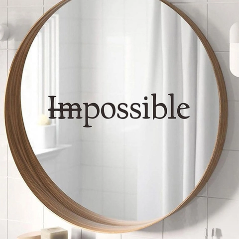 Adesivo da Parete Motivazionale Impossible Possible Decalcomania in PVC Rimovibile per Camera da Letto Soggiorno Decorazione Casa