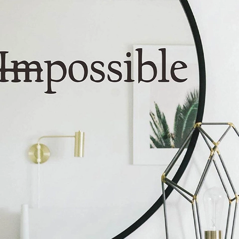 Adesivo da Parete Motivazionale Impossible Possible Decalcomania in PVC Rimovibile per Camera da Letto Soggiorno Decorazione Casa