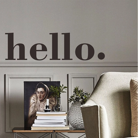 Adhesivo de Pared Moderno Minimalista Hello Letras Inglesas PVC Impermeable Mural Decorativo Para Sala de Estar Dormitorio Negro
