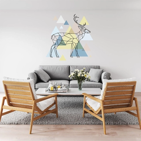 Geometrische Tier Hirsch Wolf Wandaufkleber Modern Minimalistisch PVC DIY Dekorative Aufkleber Für Wohnzimmer Schlafzimmer