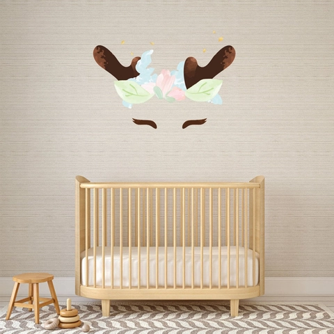 Nordic Cartoon Corna di Cervo Fiore Adesivo da Parete Bambini Camera da Letto DIY PVC Impermeabile Decorativo Murale Arte Casa