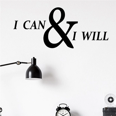 Modern Minimalist I CAN & I WILL Motivational English Letters Wall Sticker Removable PVC Decal For Living Room Bedroom Office Decor