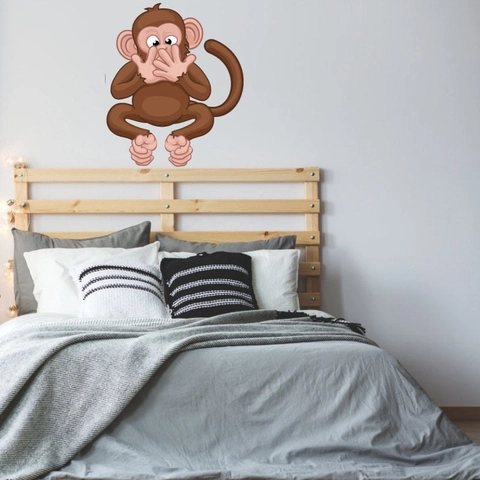 Vinilos Decorativos de Monos Animados Tres Monos Sabios para Habitación Infantil Dormitorio Baño PVC Impermeable Decoración